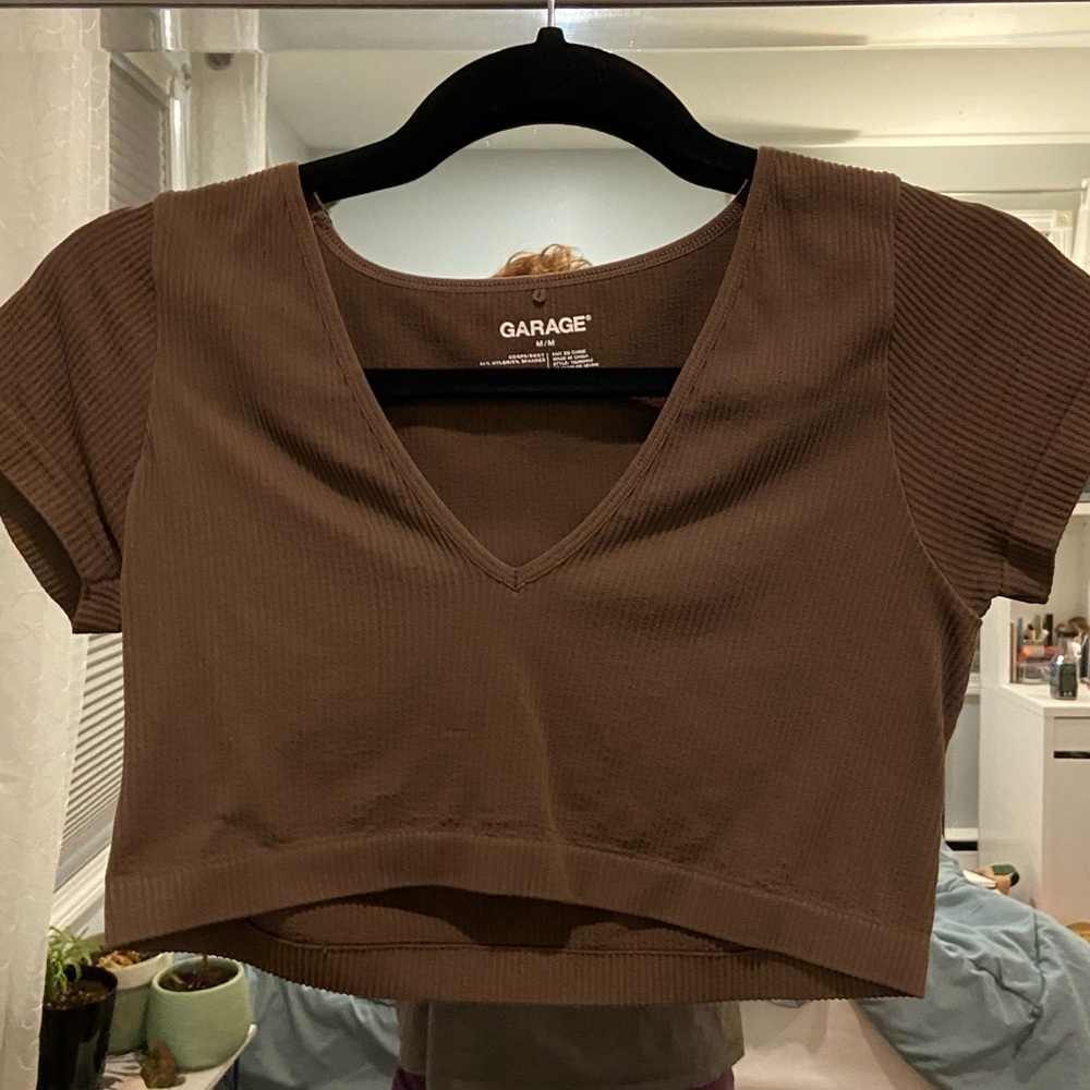 Brown Garage crop top- WORN ONCE